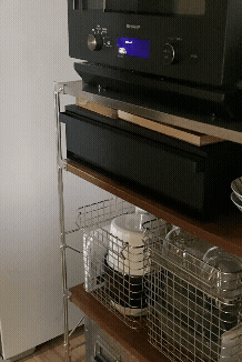 無印ユニットシェルフサイドクロスバー取り付け後の横揺れ改善している様子